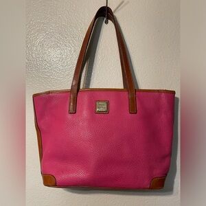 Dooney & Bourke Pink and Tan Leather Tote Bag